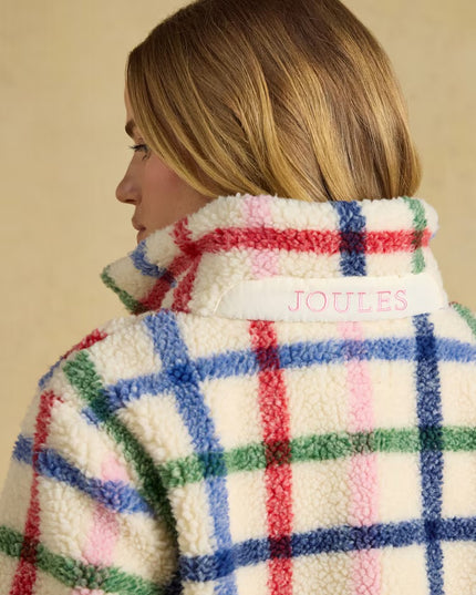Joules Lottie Zip Through Borg Fleece - Cream Check