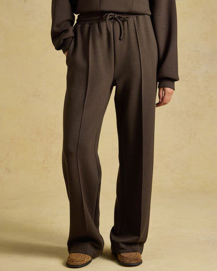 Joules Pull On Smart Wide Leg Joggers - Chocolate