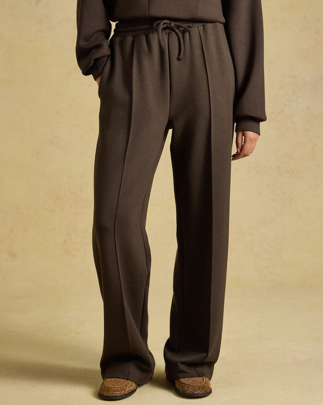 Joules Pull On Smart Wide Leg Joggers - Chocolate