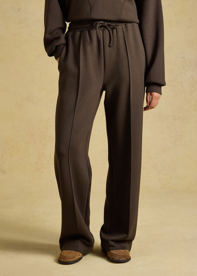 Joules Pull On Smart Wide Leg Joggers - Chocolate