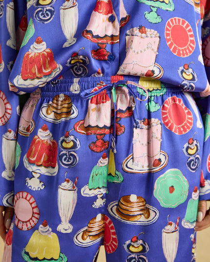 Bonnie Satin Long Sleeve Pyjama Set - Puddings Print