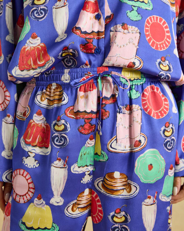 Bonnie Satin Long Sleeve Pyjama Set - Puddings Print