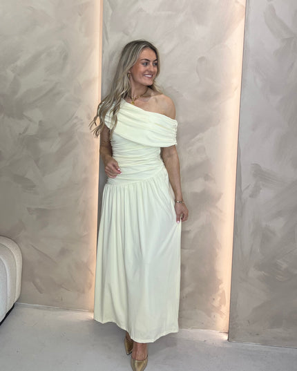 Asymmetric Drape Maxi Dress - Yellow