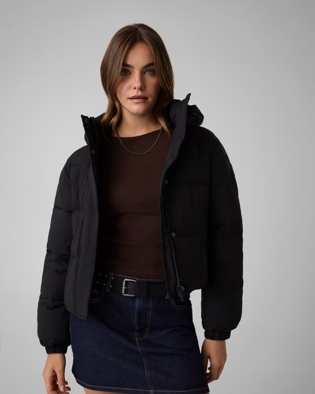 Guess Jeans Cropped Puffer Coat - Black