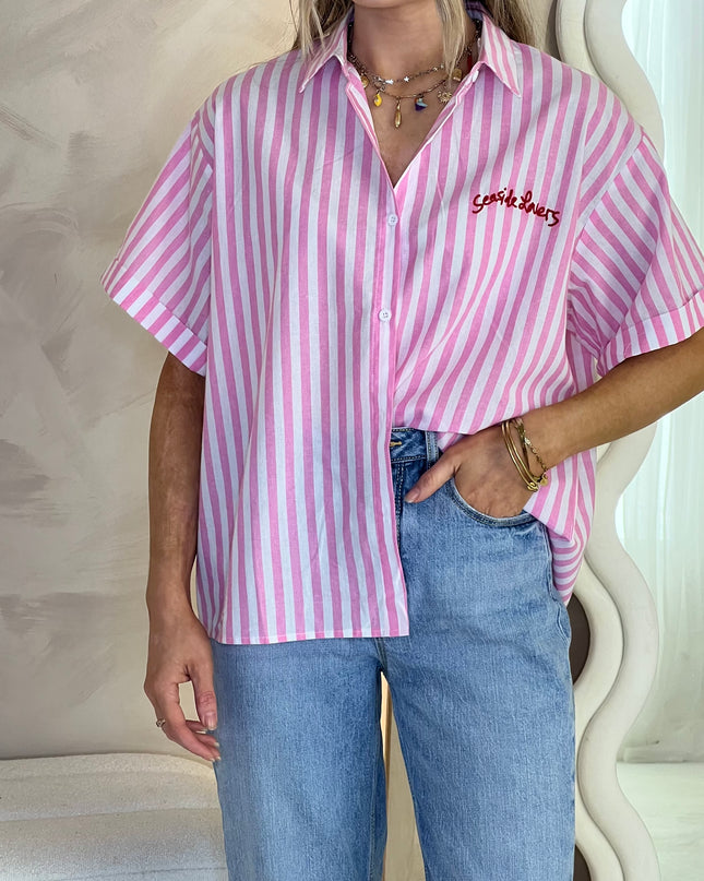 Stripe Seaside Lovers Shirt - Pink