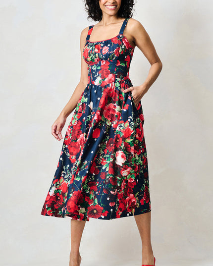 Leona Dress - Navy Floral