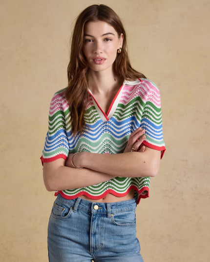 Sandy Wave Knit Collared Shirt - Multi