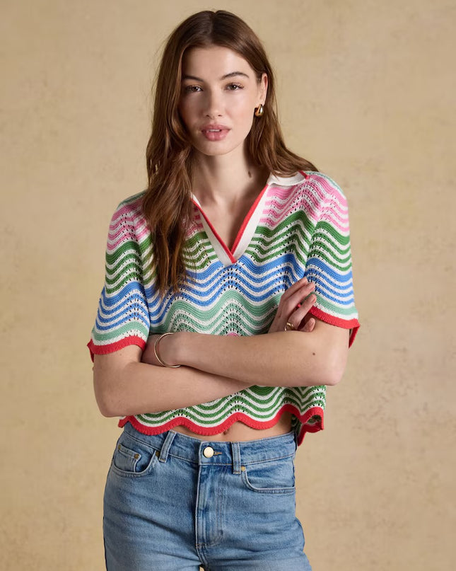 Sandy Wave Knit Collared Shirt - Multi