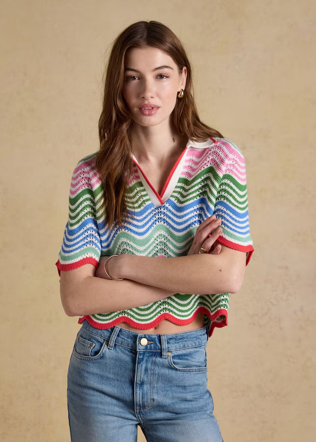 Sandy Wave Knit Collared Shirt - Multi