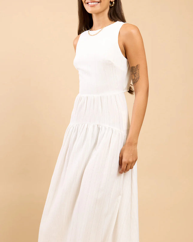 Thalassa Dropped Waist Midaxi Dress - White