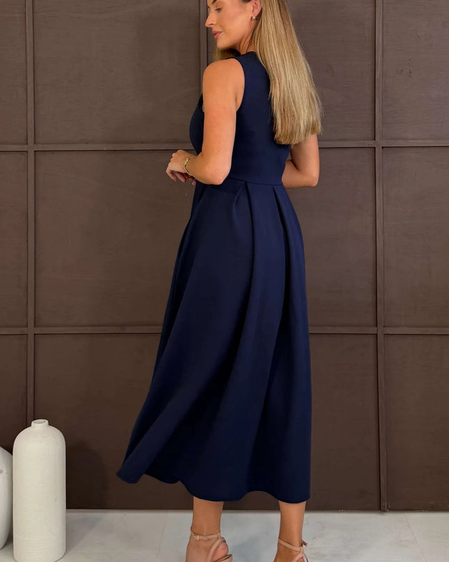 Anastasia Knot Detail Midi Dress - Navy