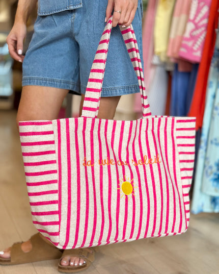Printed Beach Bag - Rose