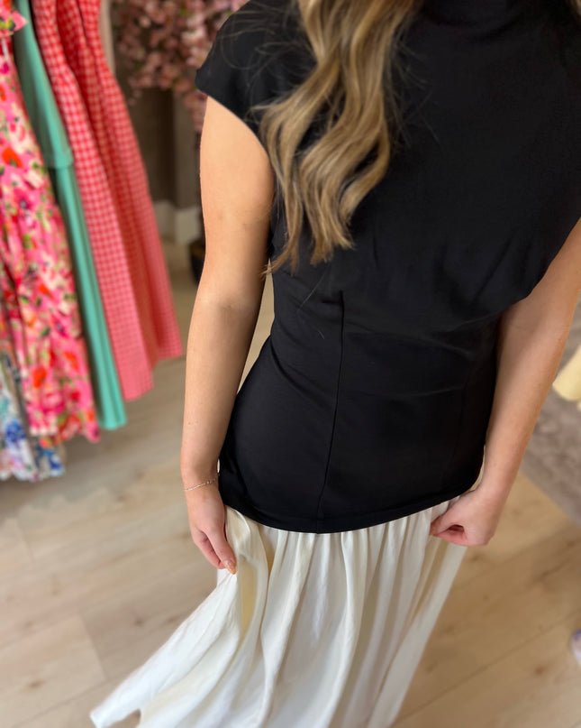 Amoura Monochrome Dropped Waist Maxi Dress