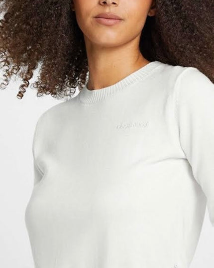 Guess Jeans Embroidery Fine Knit Sweater - Warm White