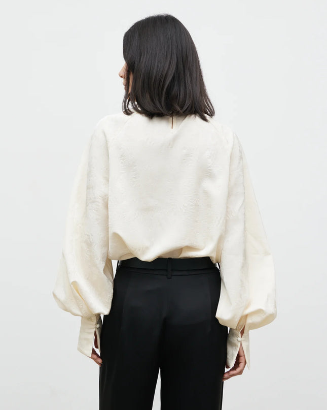 Kesia Jacquard Bow Blouse - Cream