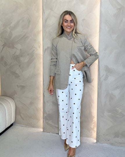 High Neck Blazer - Beige