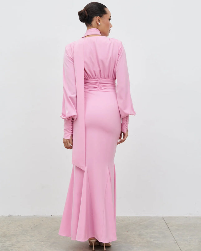 Victoria Long Sleeve Maxi Dress - Peony Pink