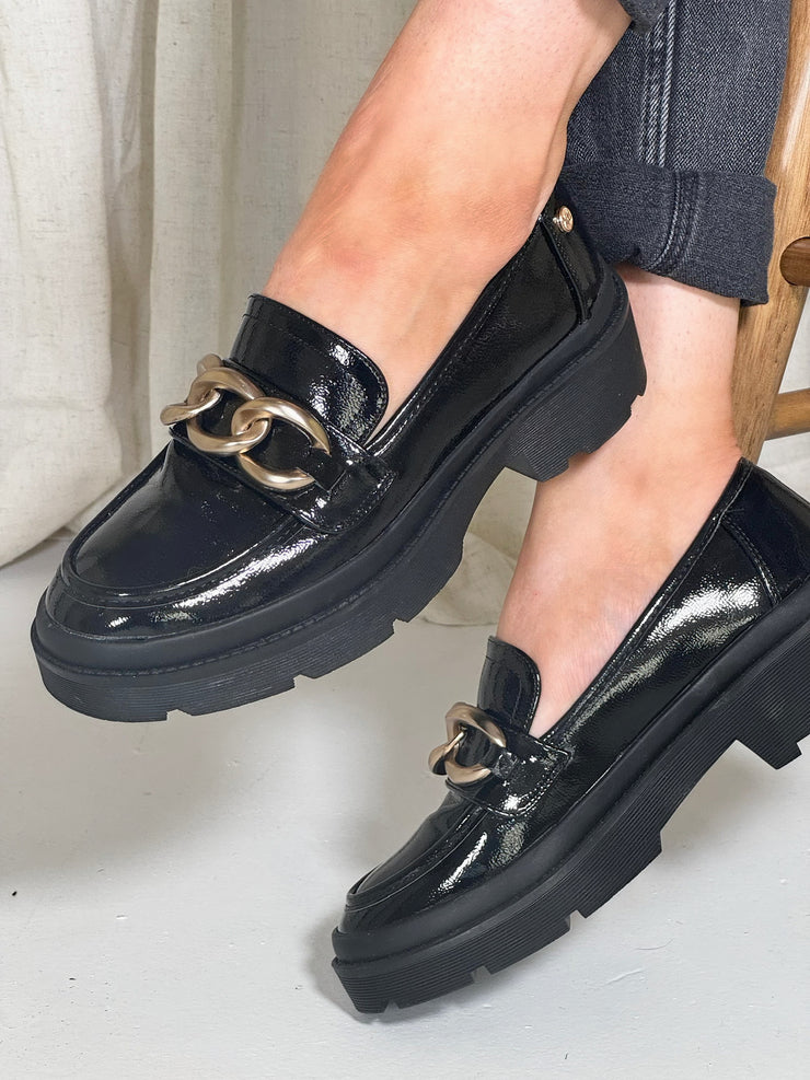 Patent chunky loafers top
