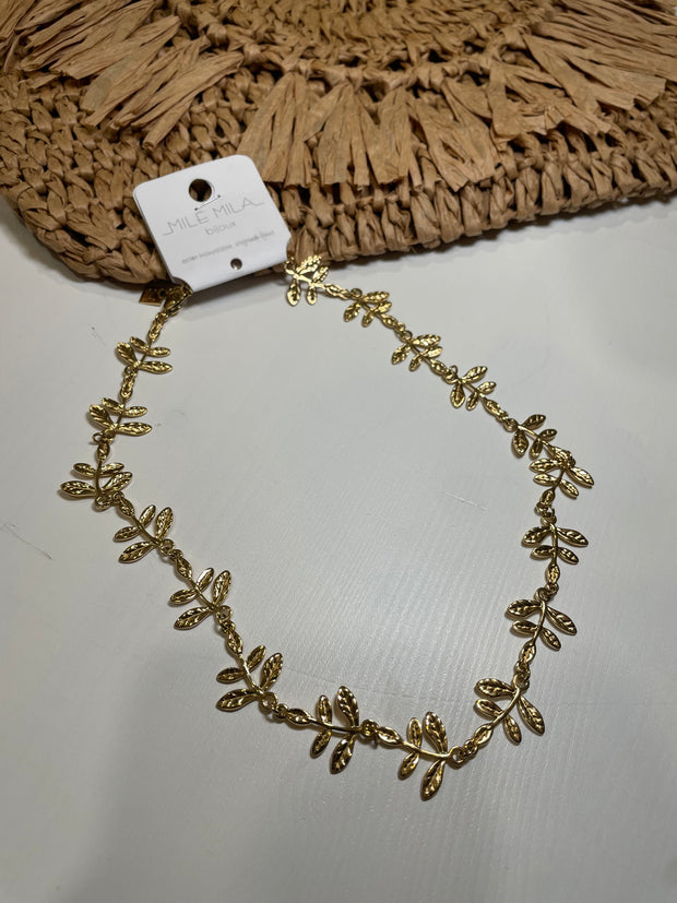 Havana Leaf Choker Necklace - Gold