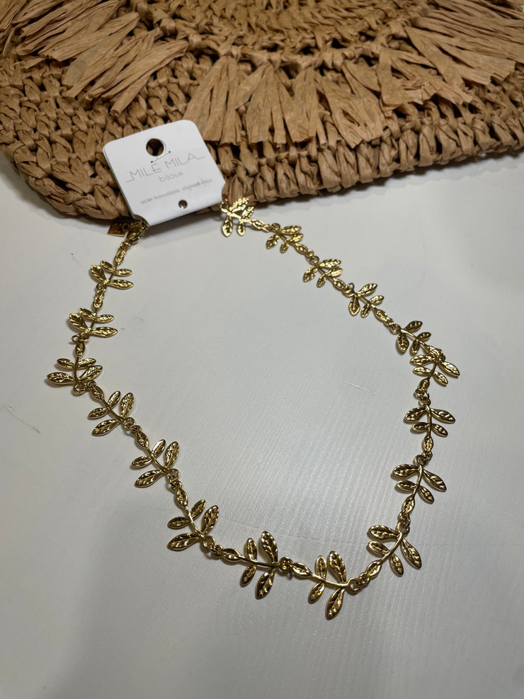 Havana Leaf Choker Necklace - Gold
