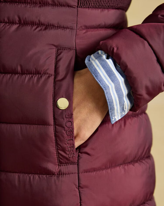 Joules Windborough Longline Padded Coat with Hood - Port
