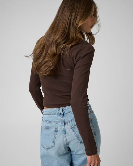 Guess Jeans Patch Long Sleeve Top - Brown