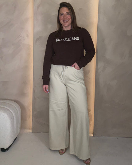 Guess Jeans Intarsia Crewneck Knit - Brown