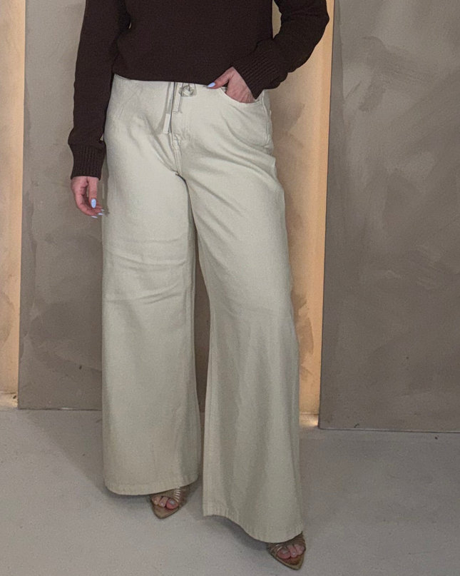 Hezano Wide-Leg Jeans - Almond Milk