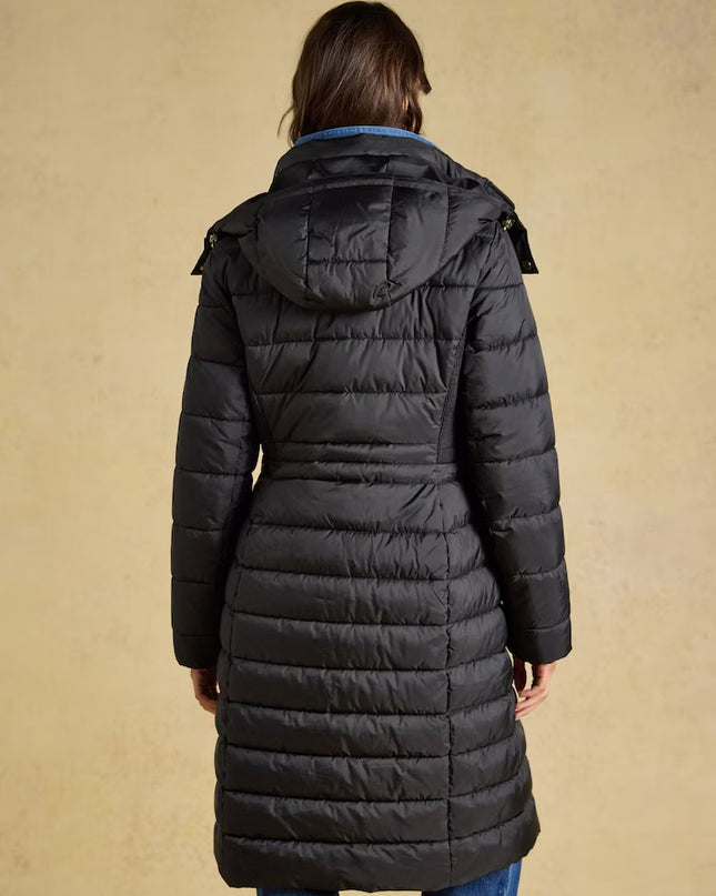 Joules Windborough Longline Padded Coat with Hood - Black
