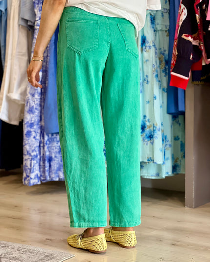 Soft Denim Barrel Jean - Green