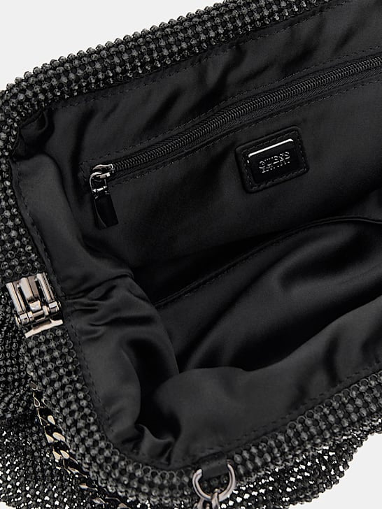 Guess Zalina Mesh Rhinestone Clutch - Black