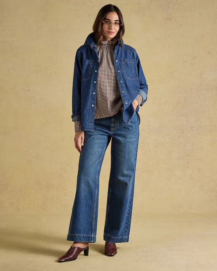 Joules High Rise Wide Leg Jean - Mid Blue