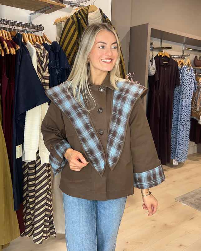 Cropped Trench Coat - Brown