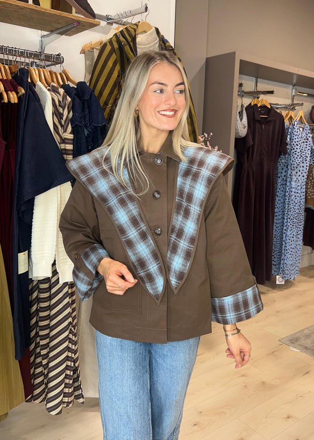 Cropped Trench Coat - Brown