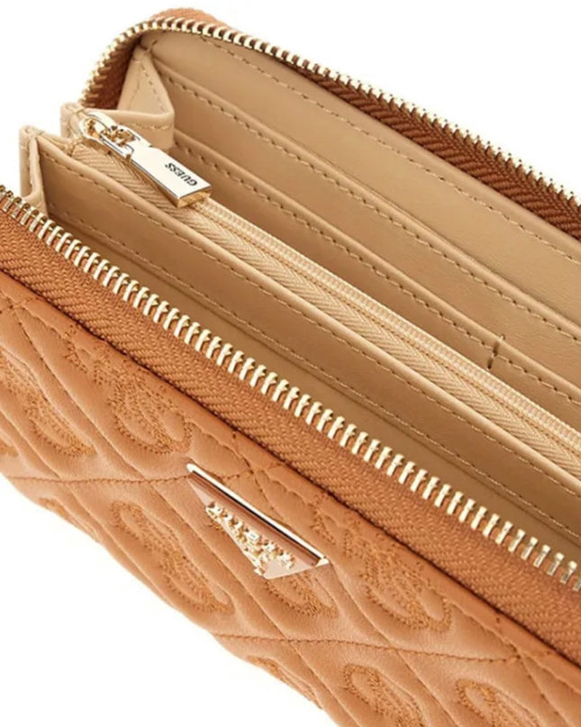 Guess Adelasia Large Zip Around Purse - Caramel
