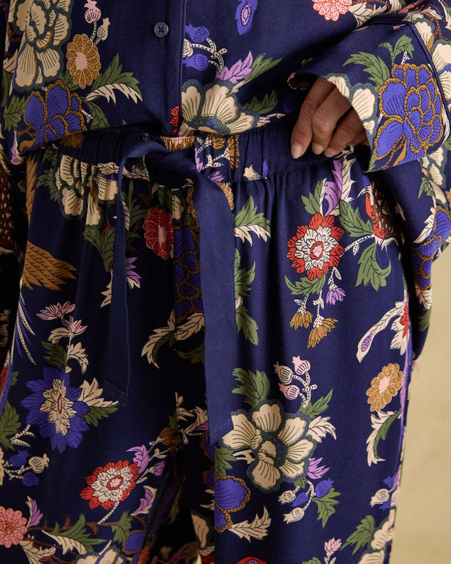 Alma Navy Hidcote Floral Woven Pyjama Set