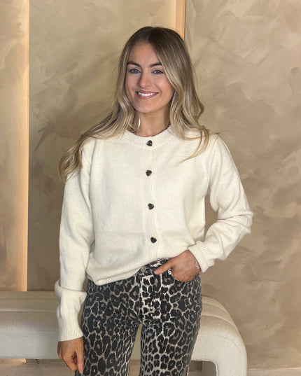 Button Up Cardigan - Beige