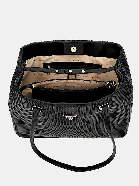 Guess Phaedra Woven Tote Shopper - Black