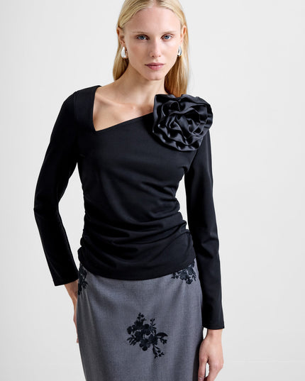 French Connection Valetta Rosette Top - Black