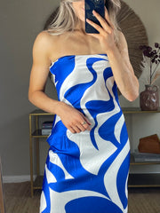 Avery Strapless Dress- Blue