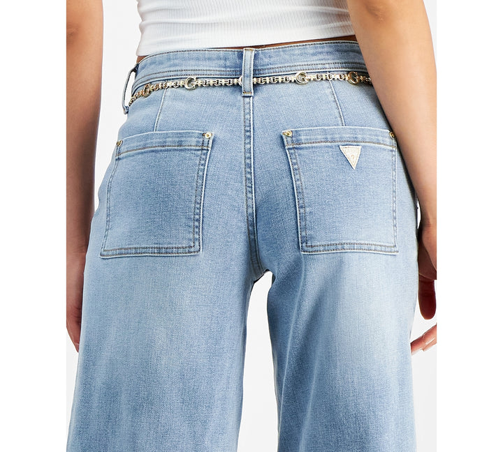 Guess Zoya Wide-Leg Cropped Jeans - Light Blue