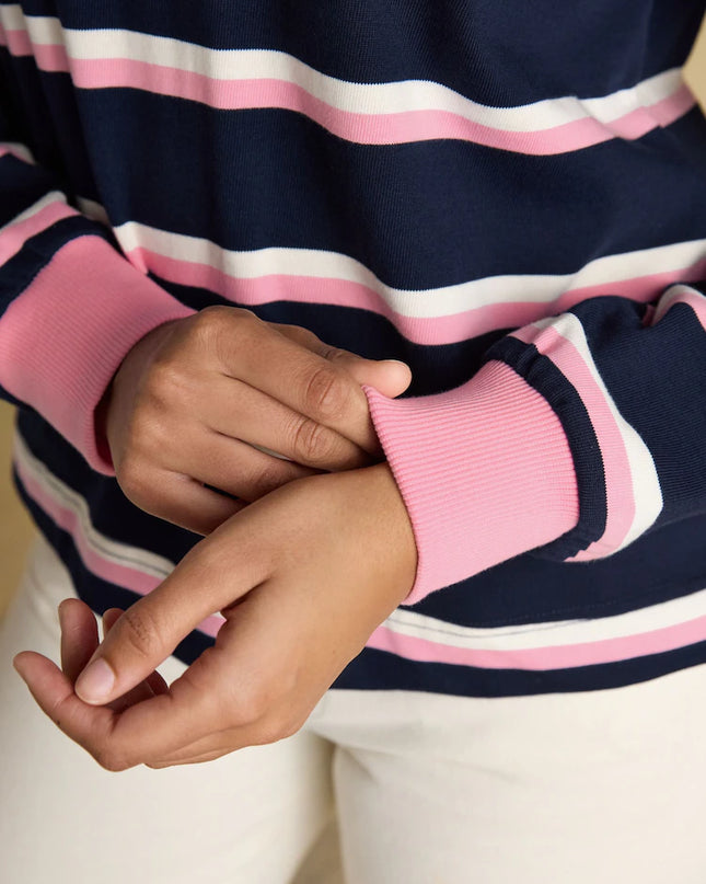 Lara Striped Rugby Shirt - Navy & Pink