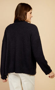 Navy Knit Scallop Cardigan by Vogue Williams