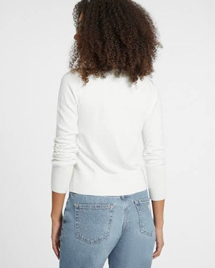 Guess Jeans Embroidery Fine Knit Sweater - Warm White