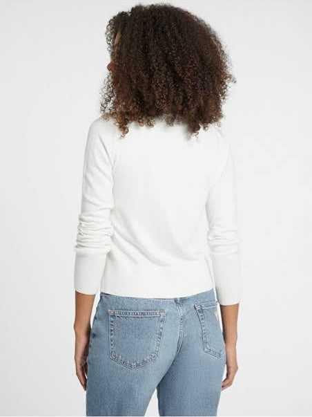 Guess Jeans Embroidery Fine Knit Sweater - Warm White