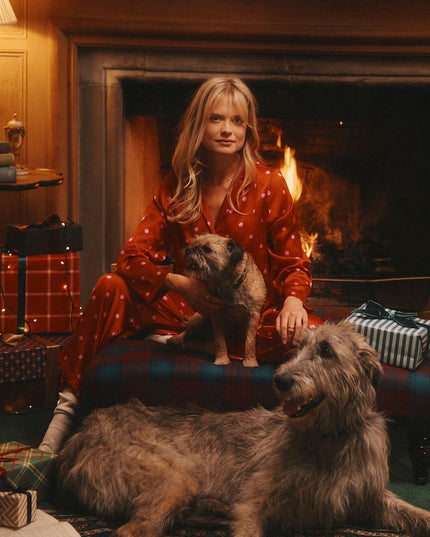 Bonnie Satin Pyjama Set - Red & Pink Spot