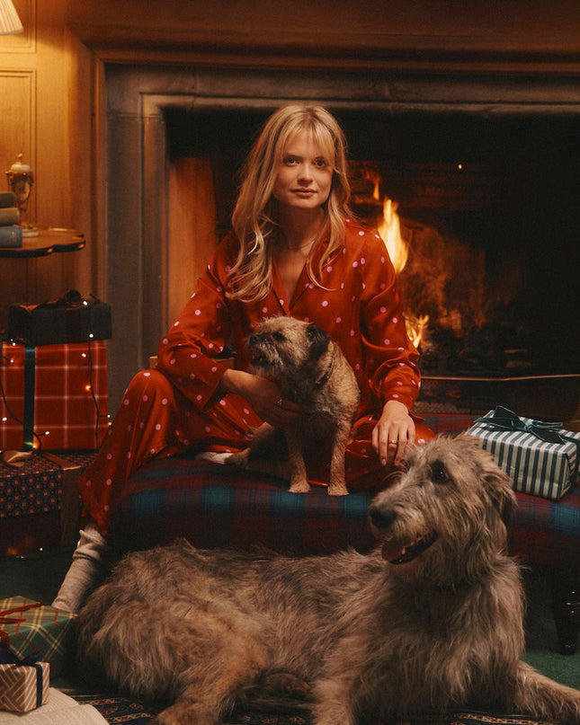 Bonnie Satin Pyjama Set - Red & Pink Spot