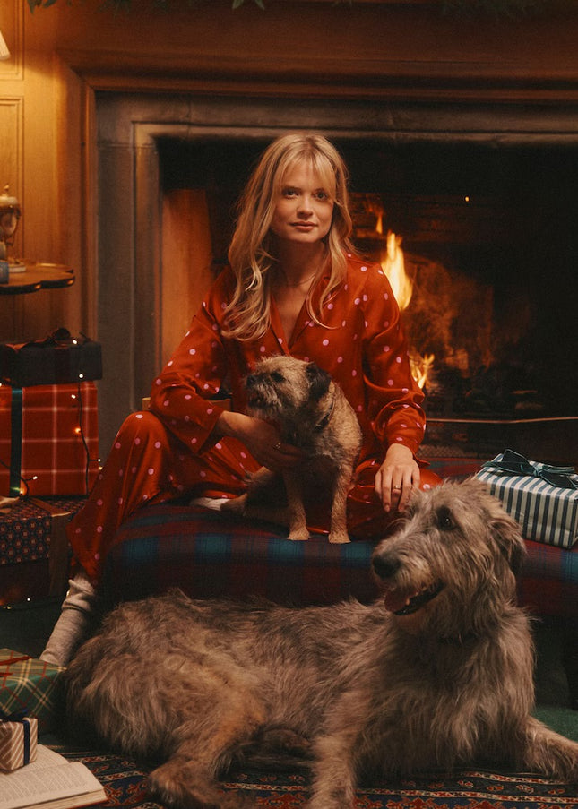 Bonnie Satin Pyjama Set - Red & Pink Spot