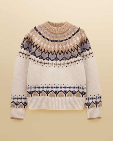 Charlie Fair Isle Knitted Jumper - Cream & Brown