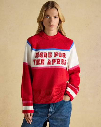 Here For The Apres Knitted Jumper - Red
